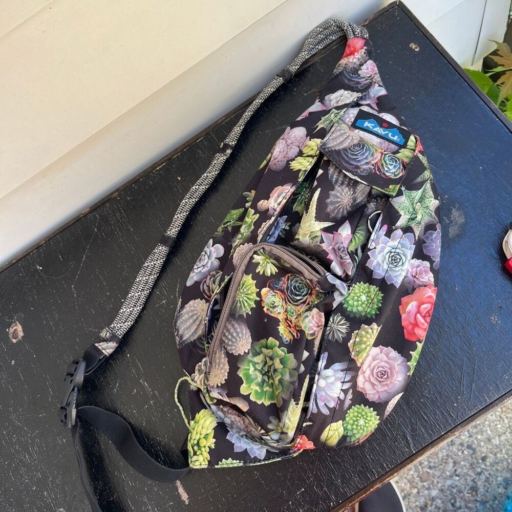 KAVU Discontinued Succulent Sling Bag Botanical Cactus Festival Backpack